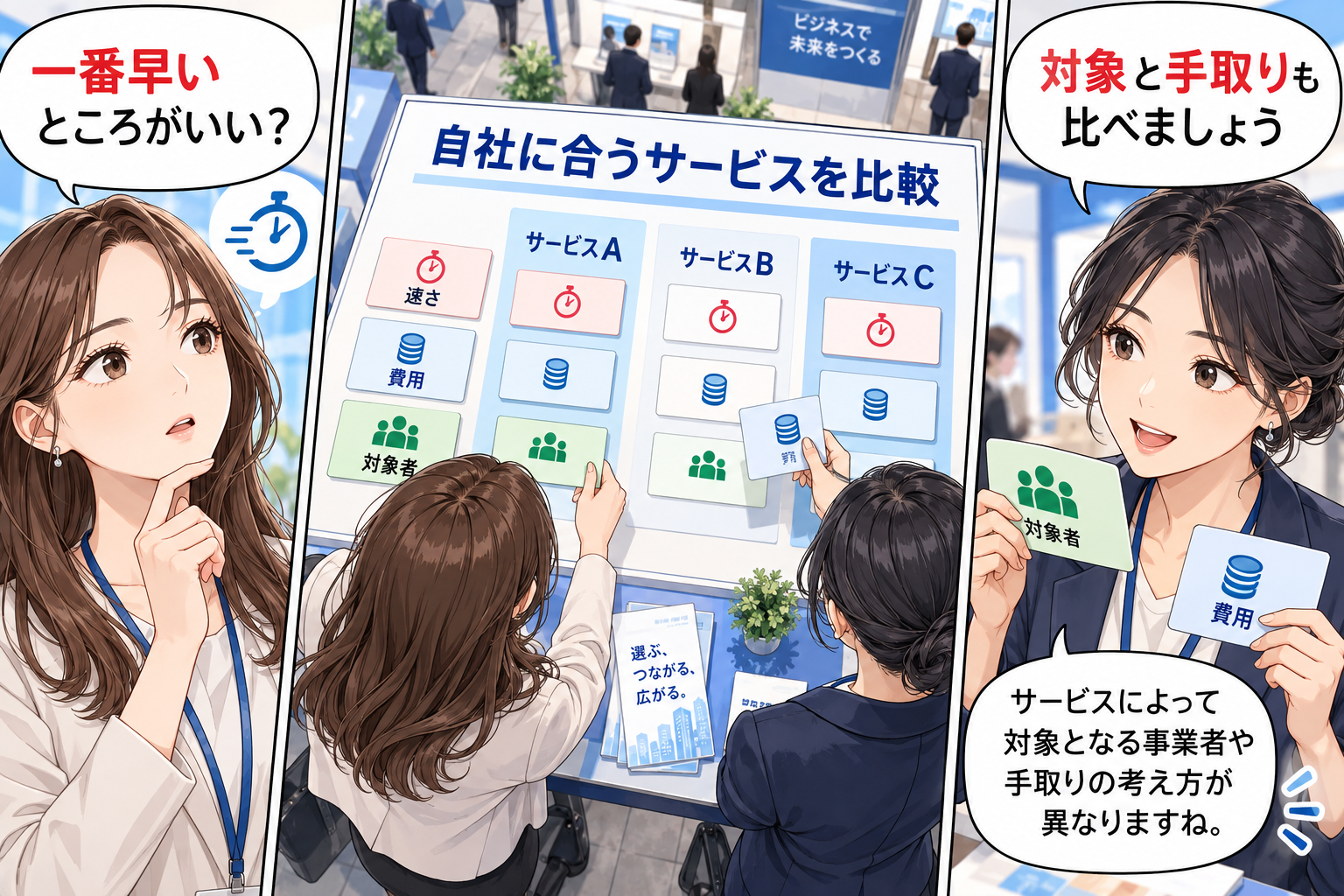 即日ファクタリングのおすすめサービスを比較を解説する漫画図解