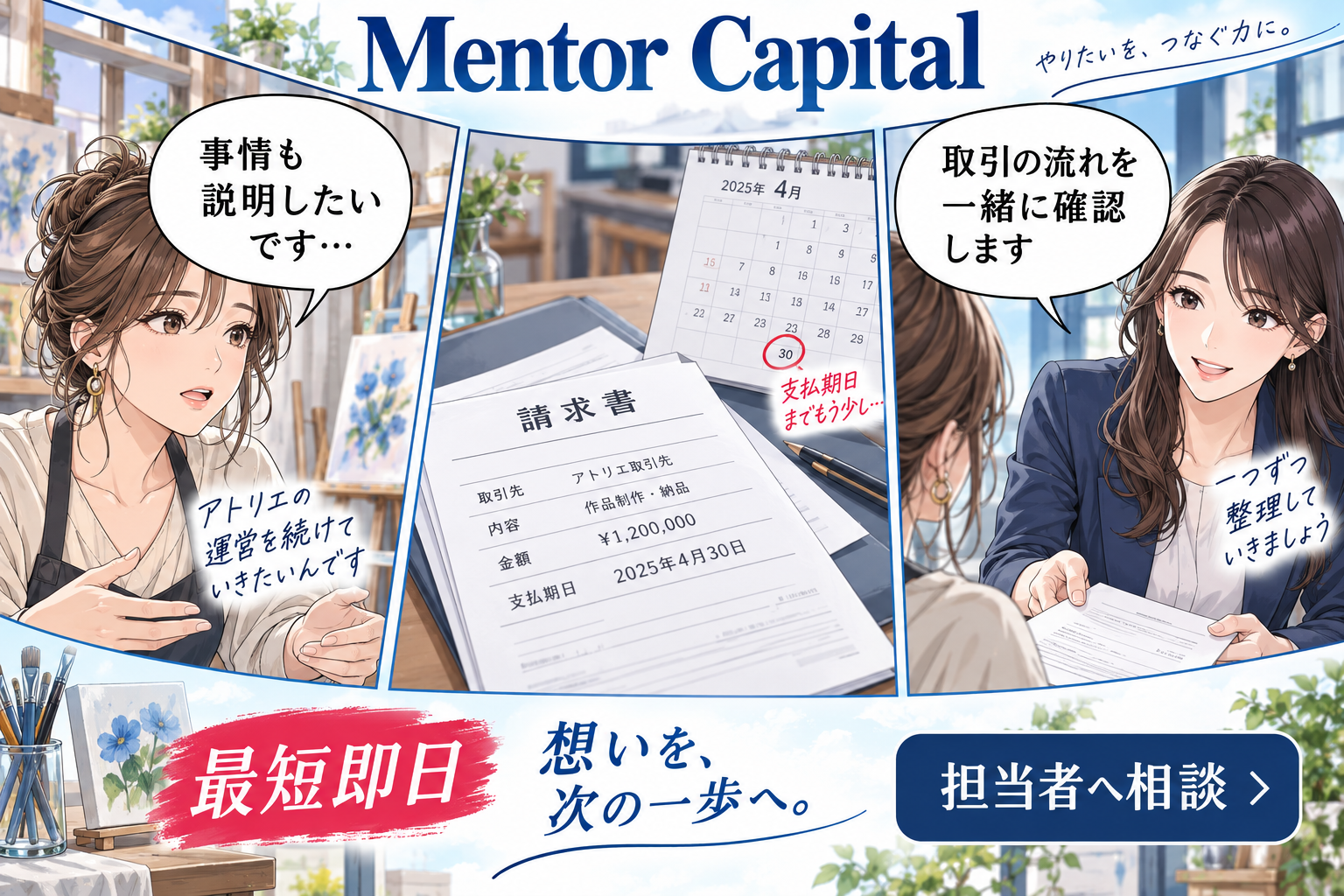 Mentor Capital|取引の事情を担当者に相談しながら進められるを解説する漫画図解