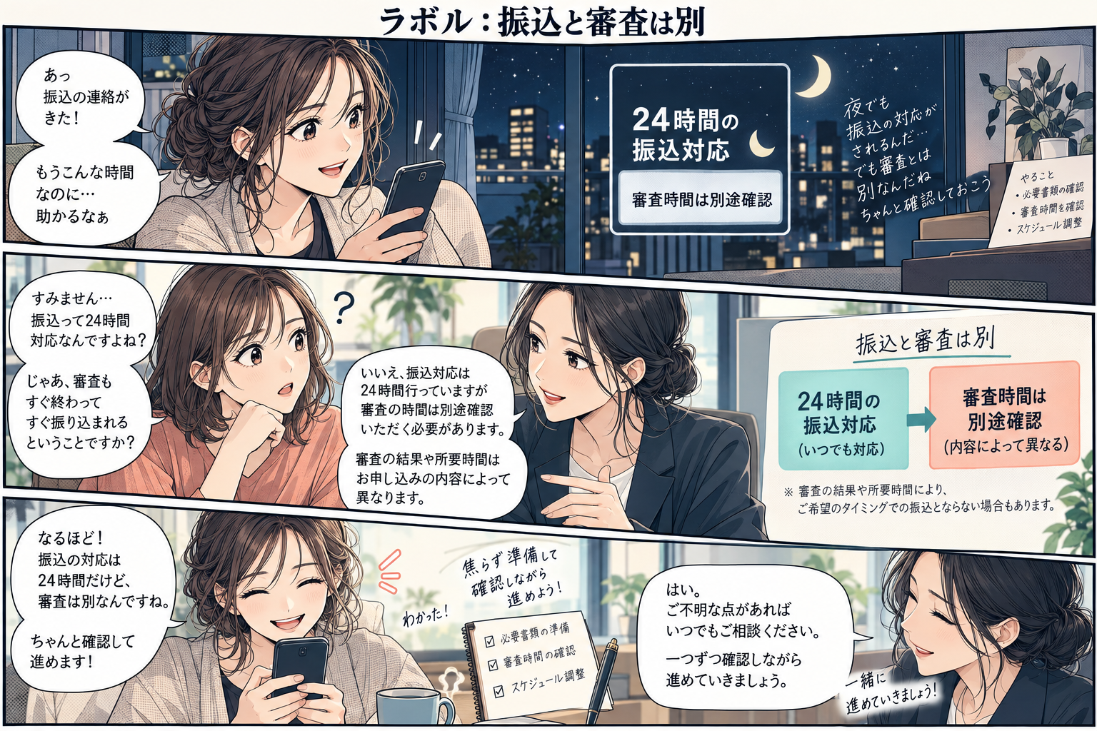 5.ラボル|少額の請求書買取と審査後の休日振込を検討の漫画図解