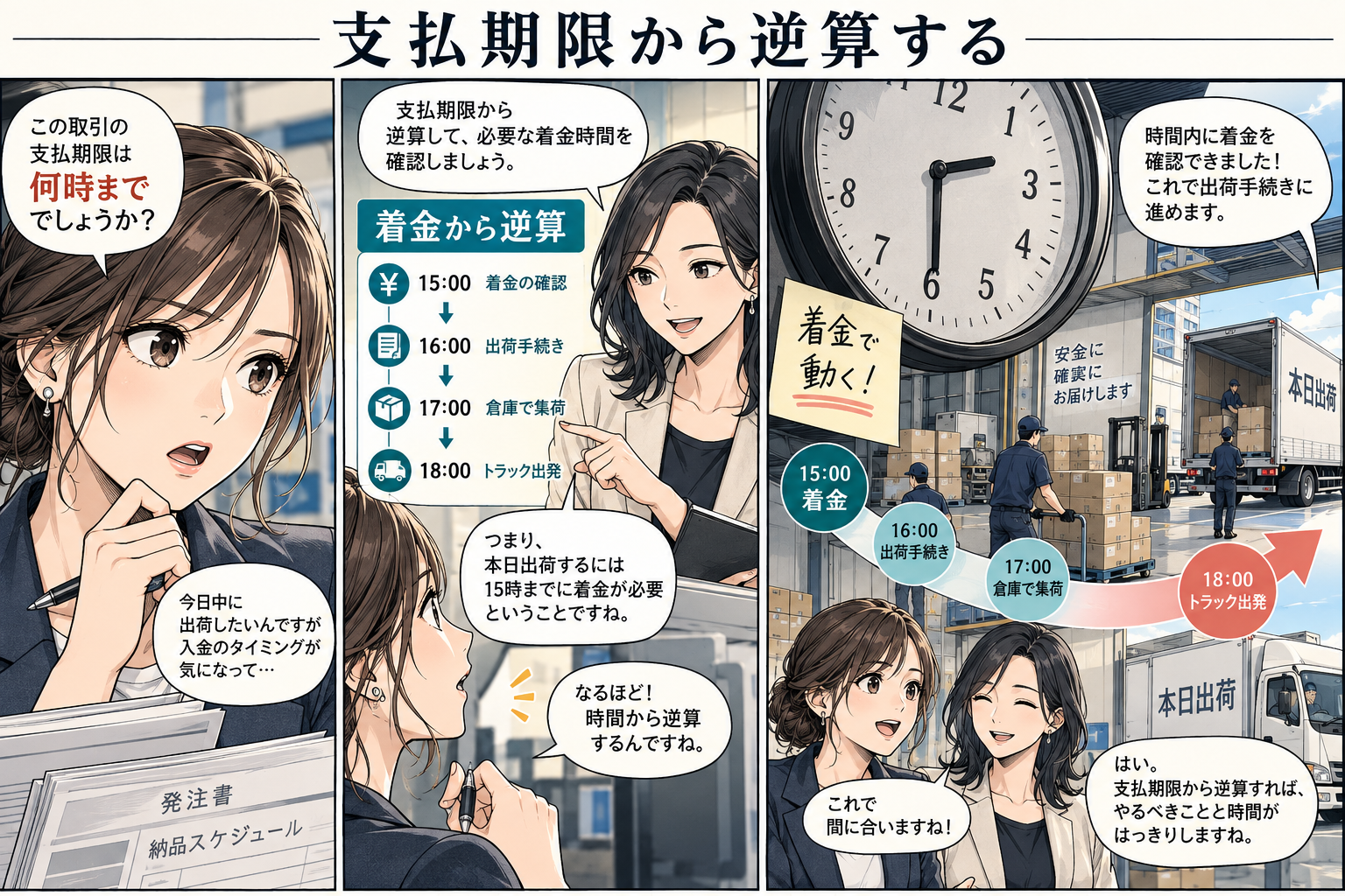 「今日中」ではなく何時までに必要かを伝えるの漫画図解