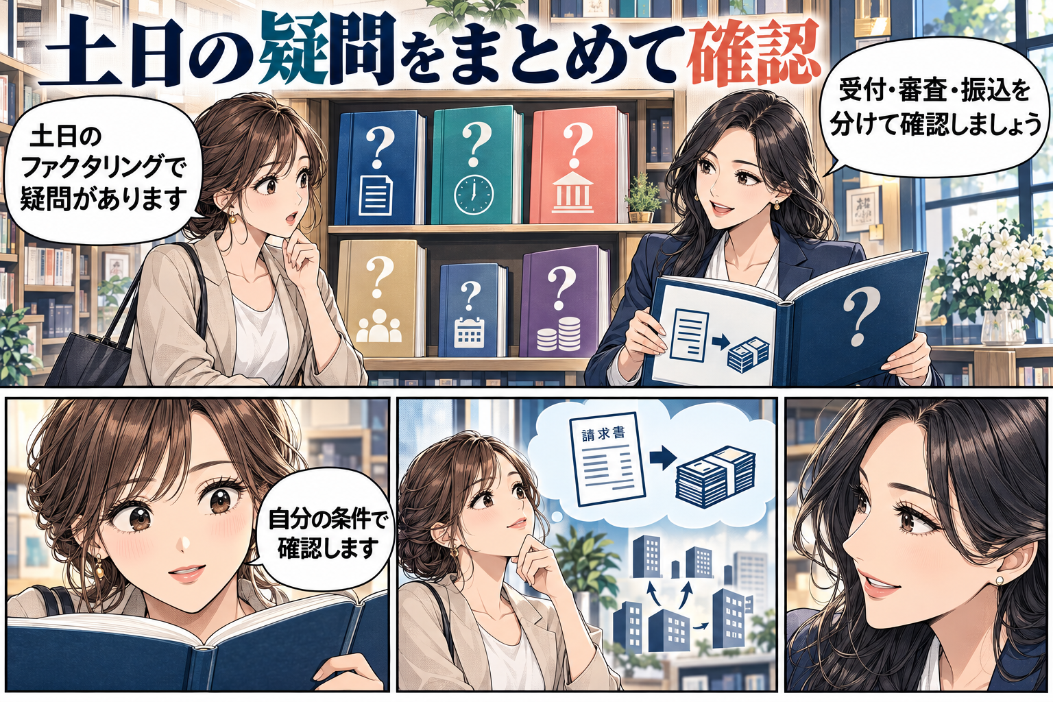 土日のファクタリングについてよくある質問の漫画図解