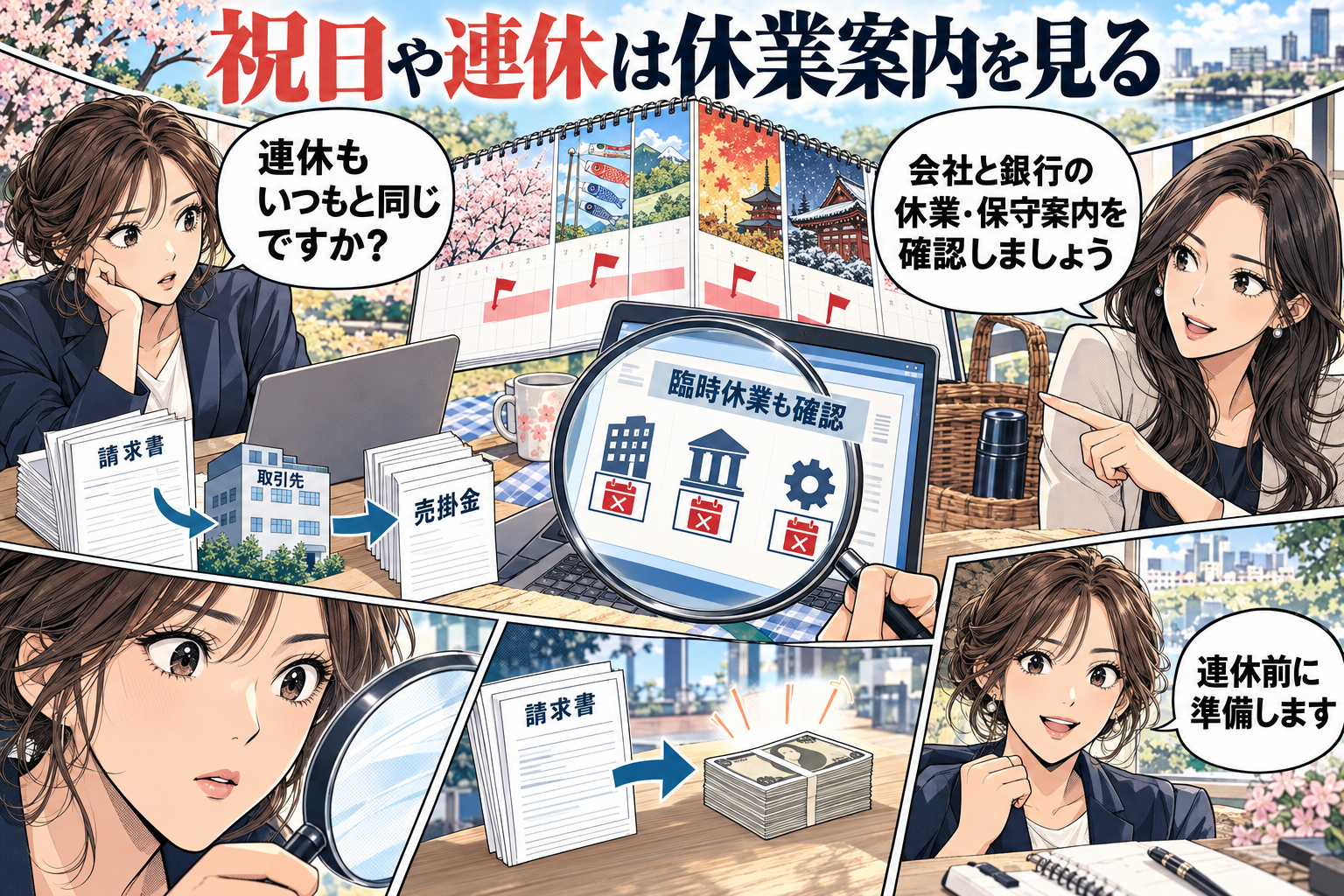 祝日や年末年始も土日と同じ対応ですか?の漫画図解