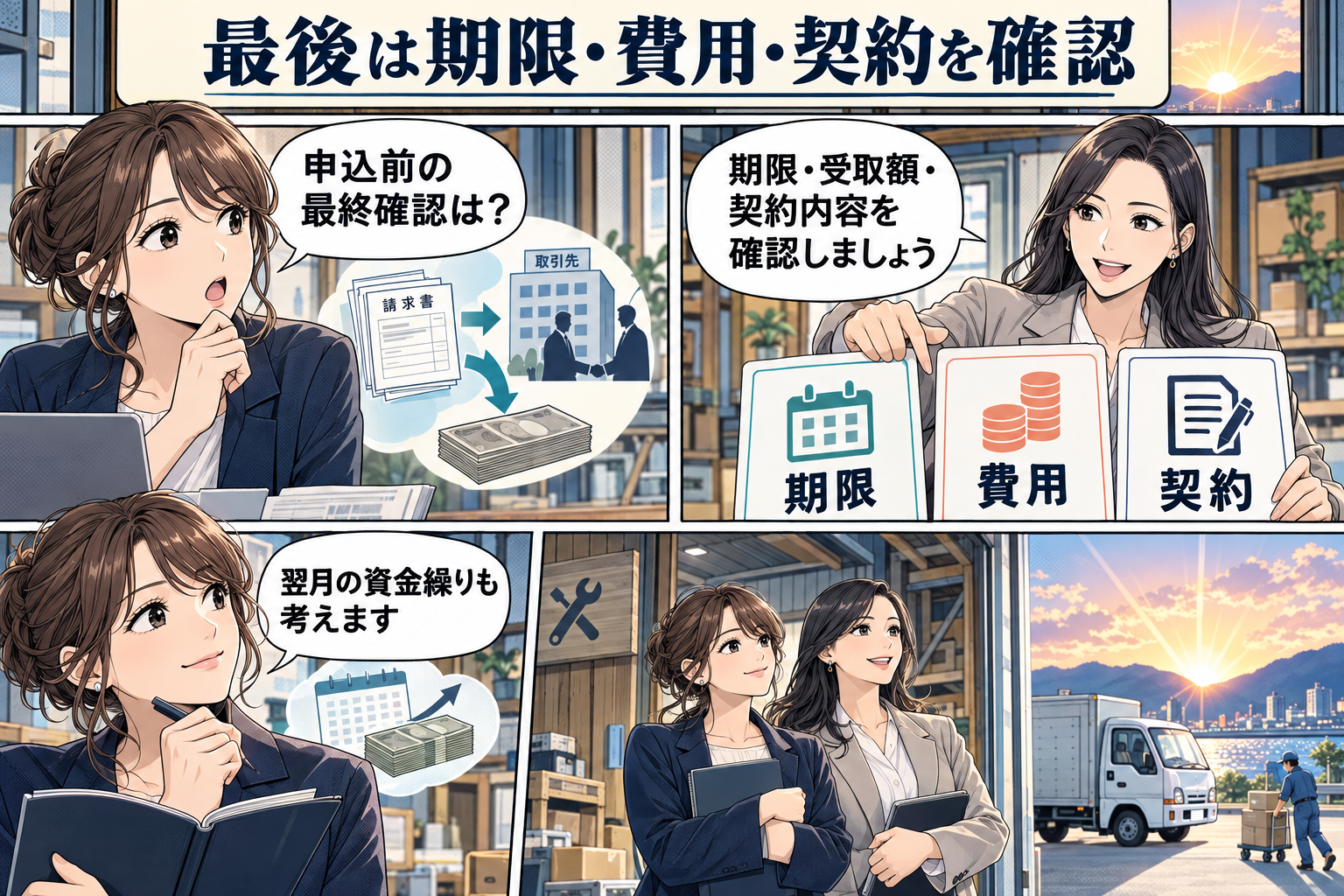 土日のファクタリングは入金条件を確かめてから選ぼうの漫画図解