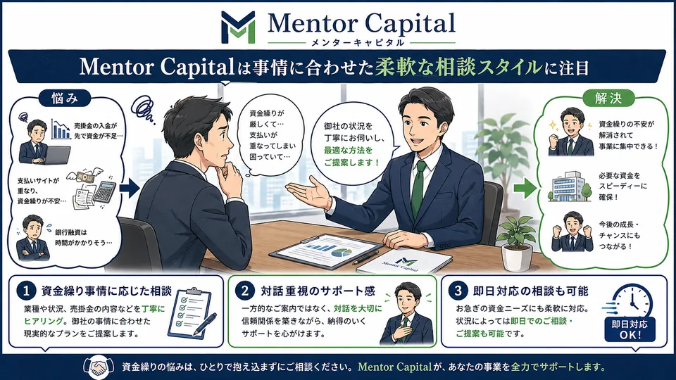 みんなのファクタリングの特徴を漫画図解で解説